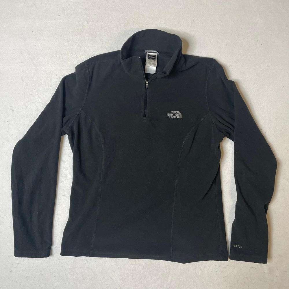 The North Face Womens TKA 100 Fleece Quarter Zip Pullover Black Medium